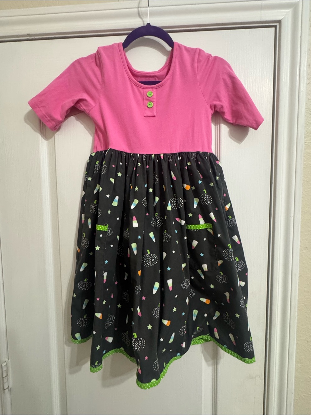 Eleanor Rose Pink Top with Black Candy-Print Skirt